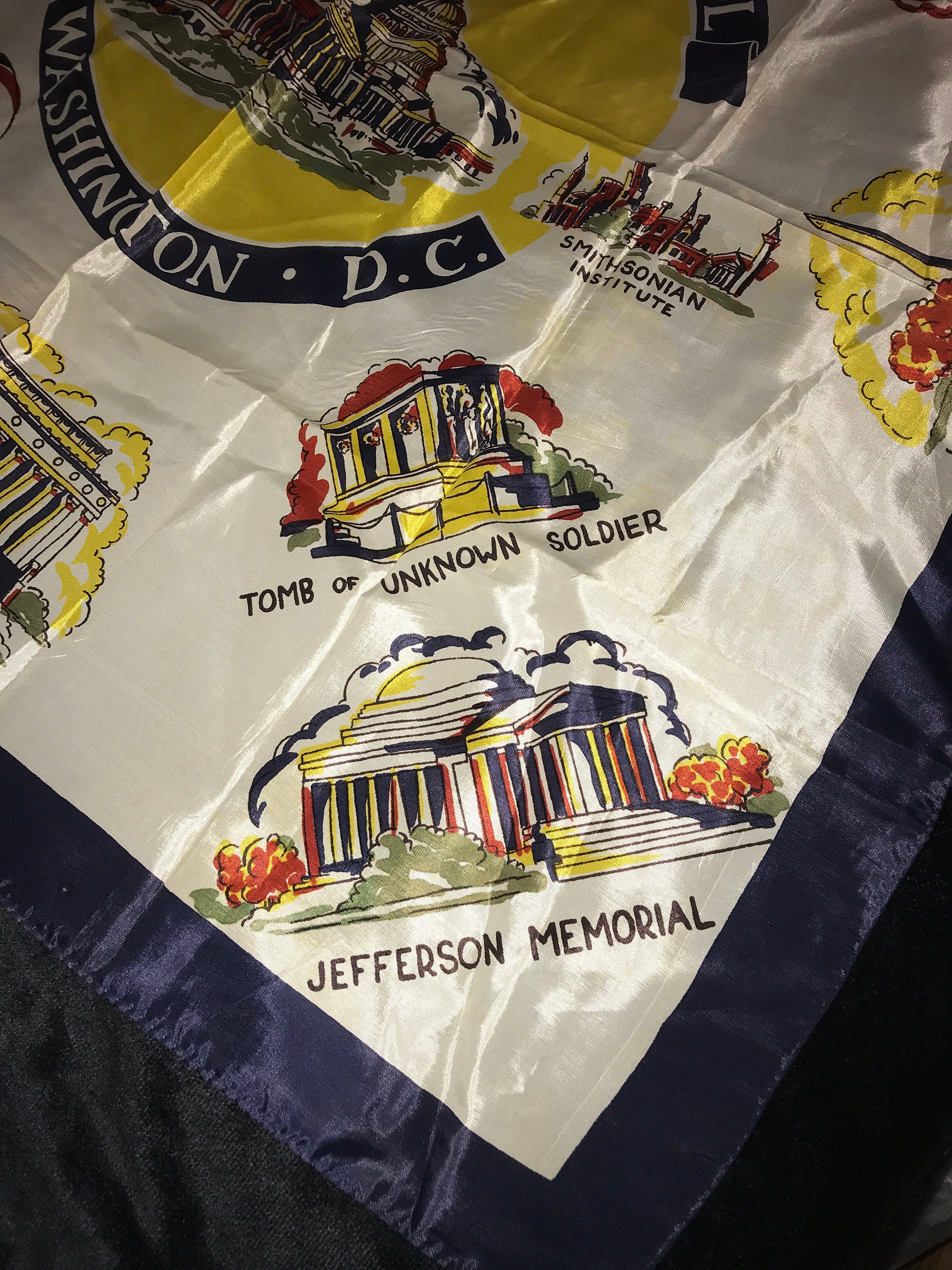 Vintage Washington DC Scarf. Washington DC Souvenir. Large Satin ...