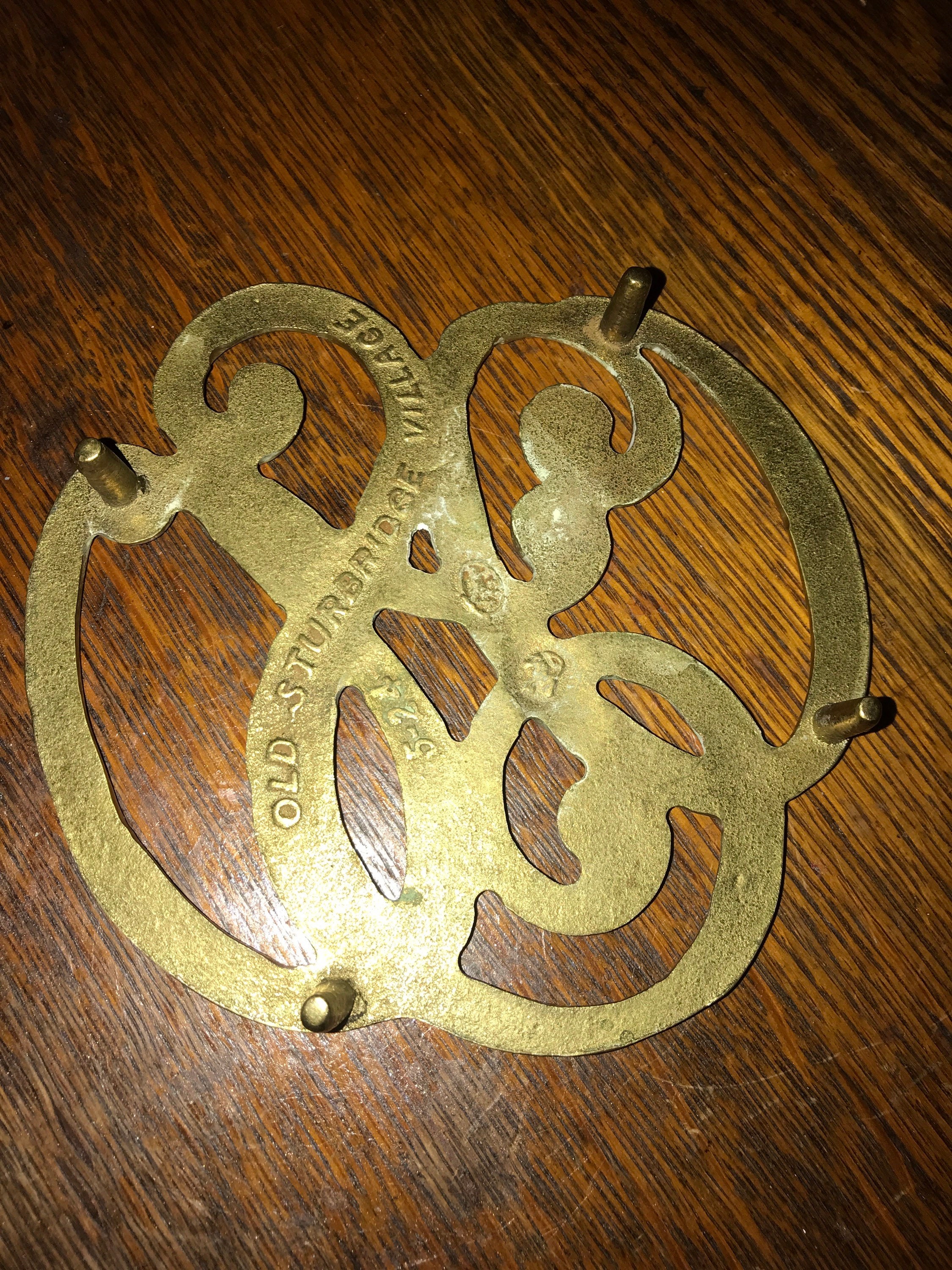 Vintage Brass Virginia Metalcrafters Trivet. VM Hot Plate. Virginia