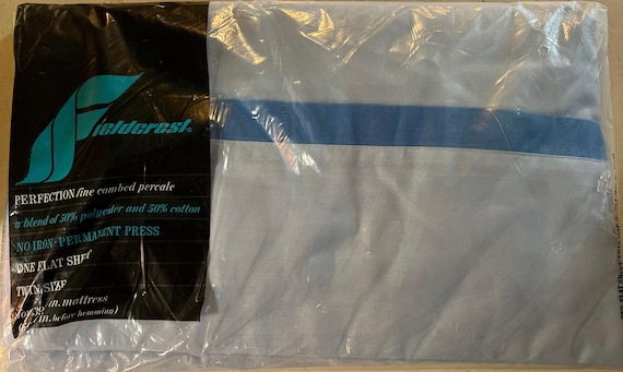 Vintage Fieldcrest NIP Blue Twin Size Flat Bed Sheet