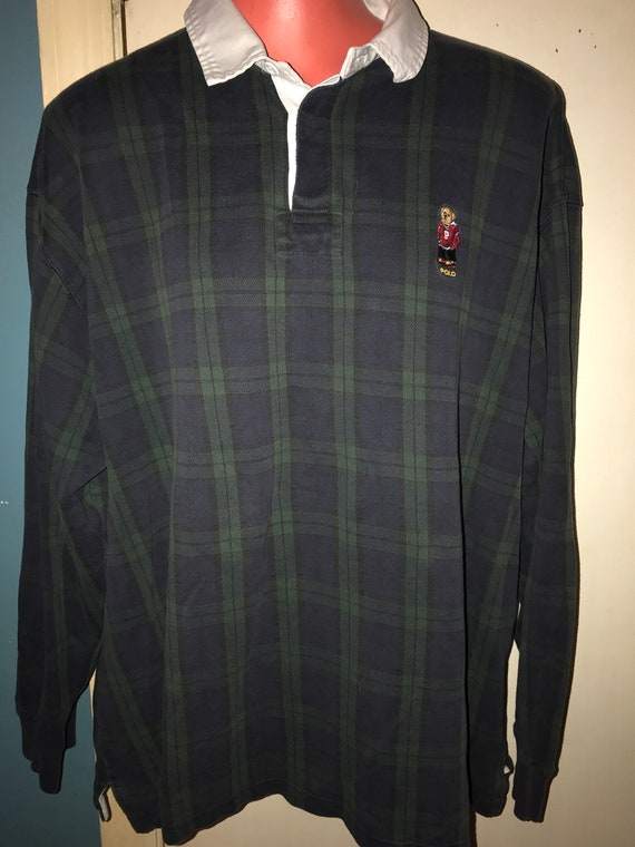 Ralph Lauren Polo Bear Plaid Pullover Shirt. Vinta
