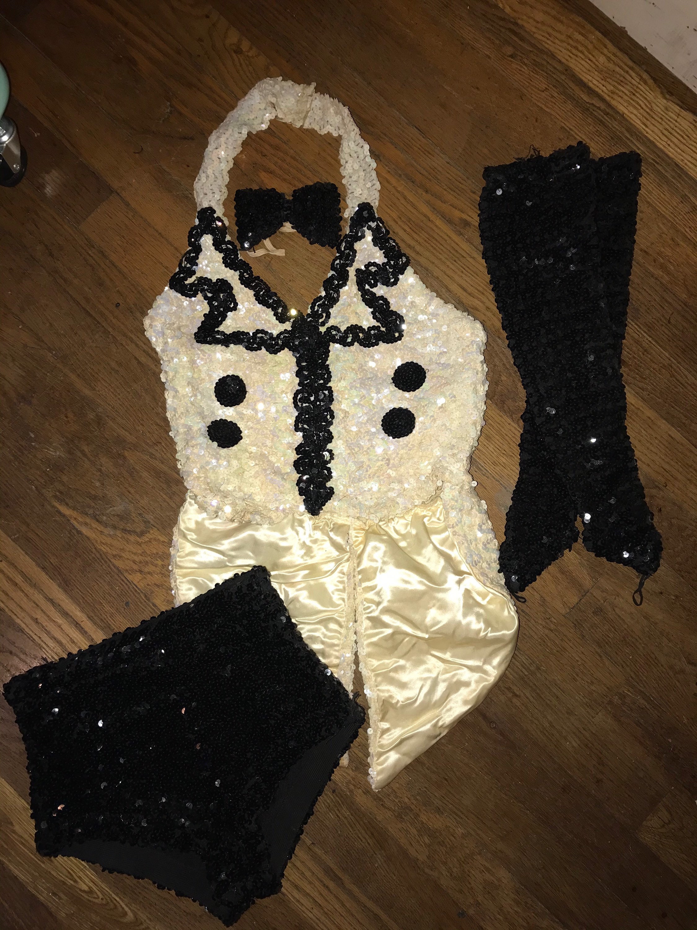 Vintage 1960’s Sequin White and Black Tap Costume. Taffy’s Adorable Tao