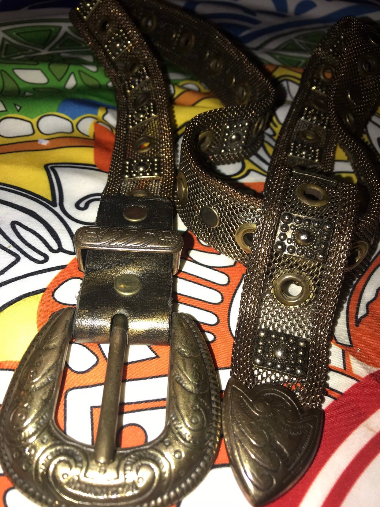 Vintage Sand Castle Metal Belt. Metal Mesh Belt. Western  display picture 1