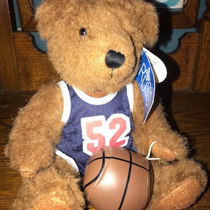 Vintage 1980’s Russ Berrie Stuffed Basketball Bear, Hoopster Bear.