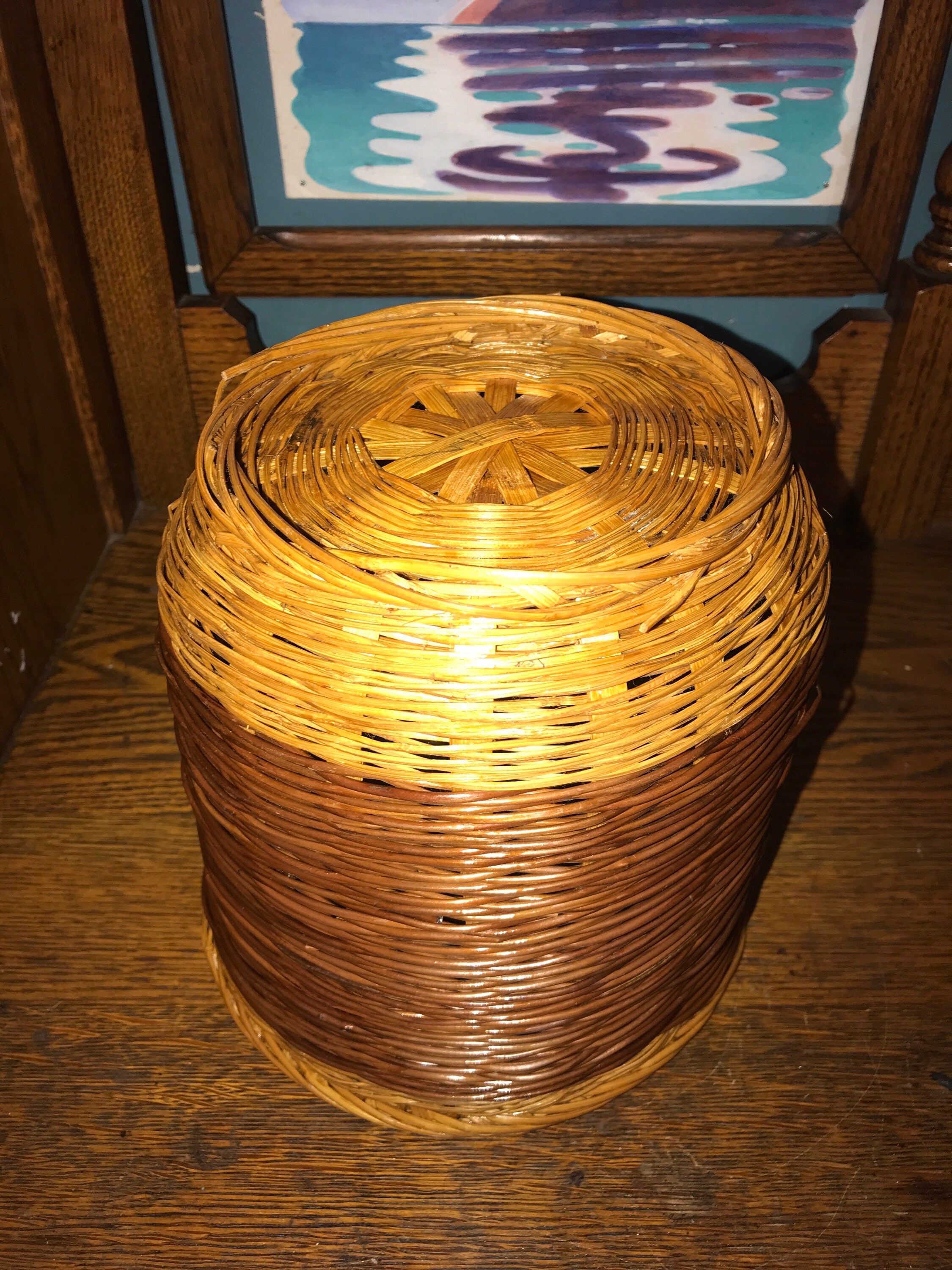 Vintage Woven Basket. Tabletop Open Basket. Woven Basket. Medium Size