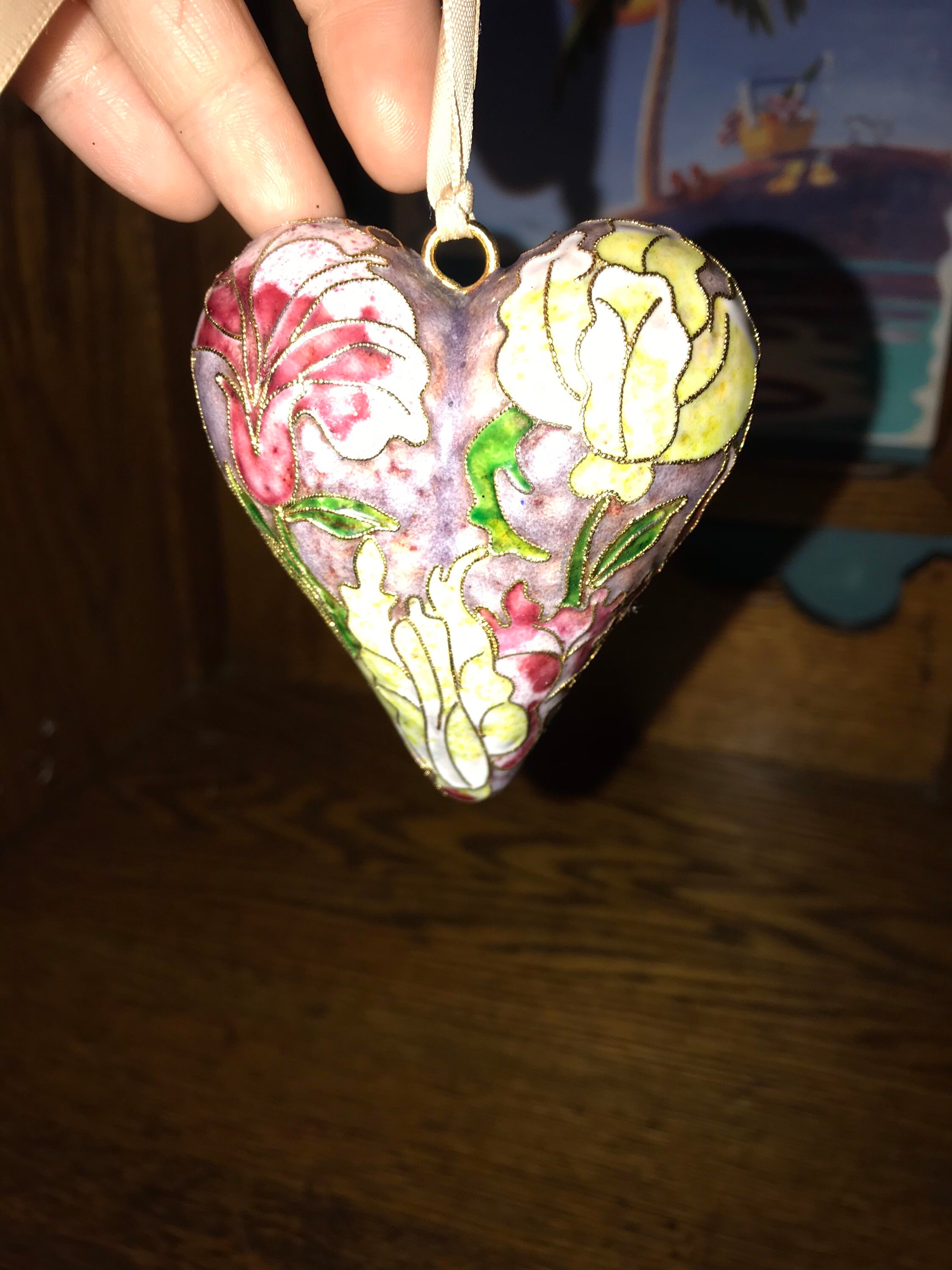 Vintage Cloisonné Heart Ornament. Puffy Hollow Cloisonné Heart Ornament ...