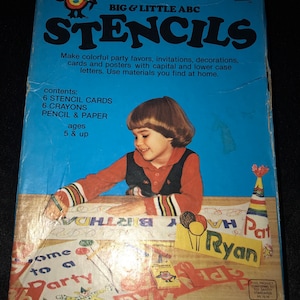 Vintage 1980’s Children’s ABC Stencils, Punch Out Stencils