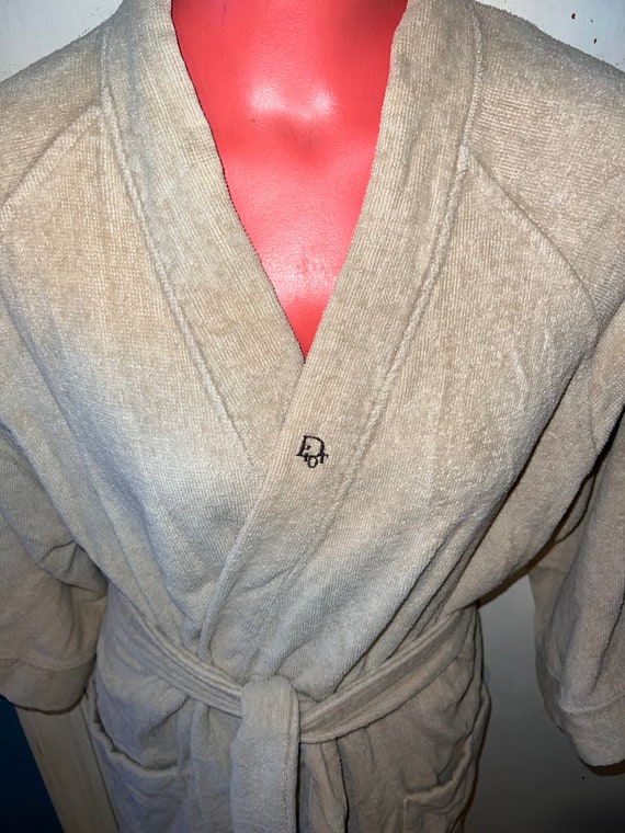 Vintage Christian Dior Terry Cloth Robe. Beige Ter