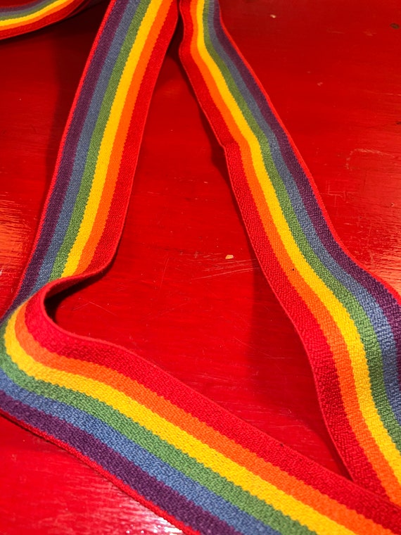 Vintage Striped Suspenders. Rainbow Striped Suspe… - image 5