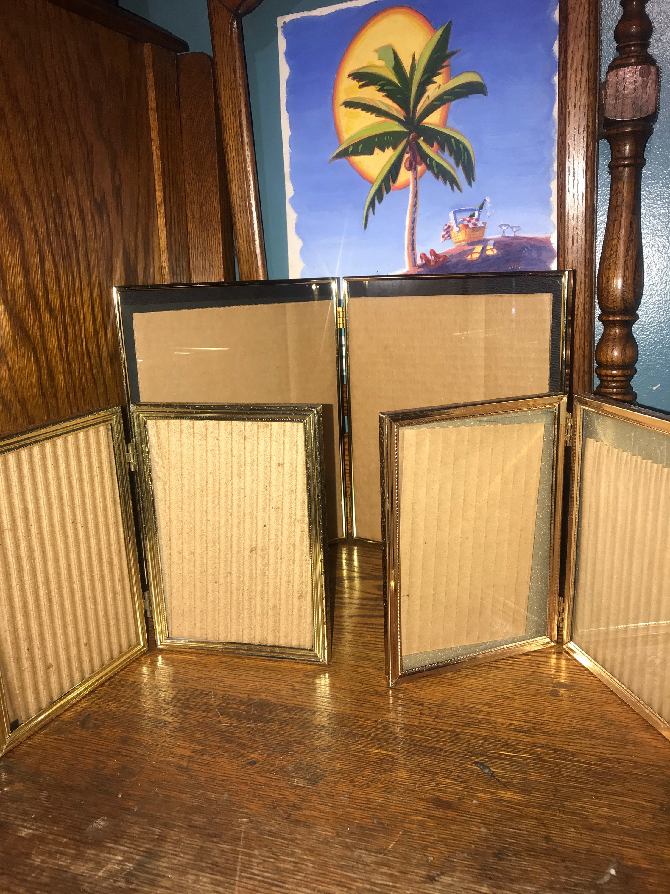 Vintage Double Brass Frame. Vintage Brass Picture Frame. Double 5 x 7