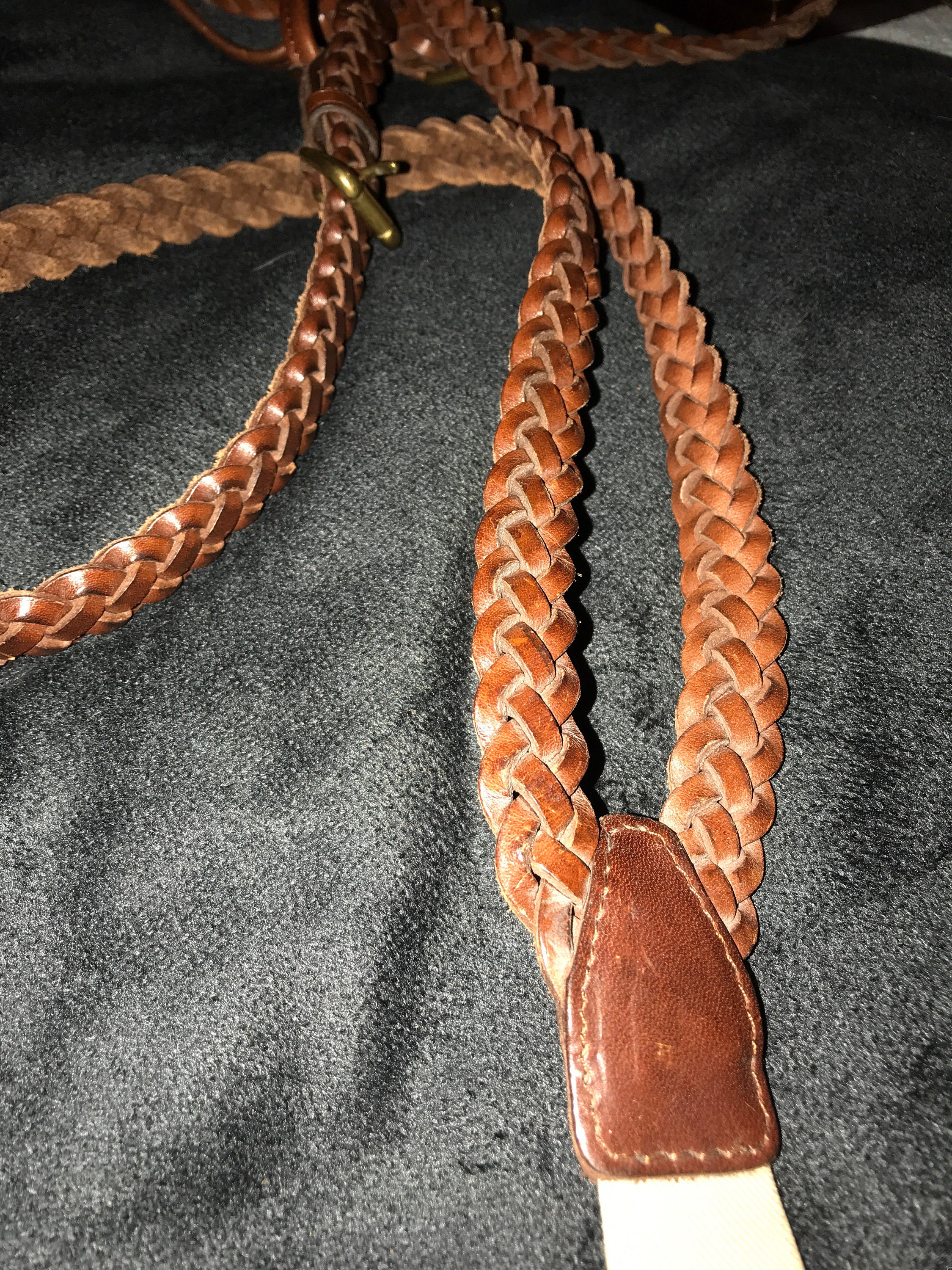 Vintage Braided Leather Suspenders. Leather Suspenders. Mens Suspenders
