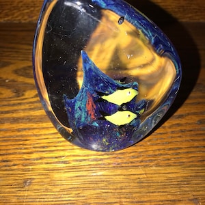 Vintage Glass Fish Aquarium Paperweight, Art Glass