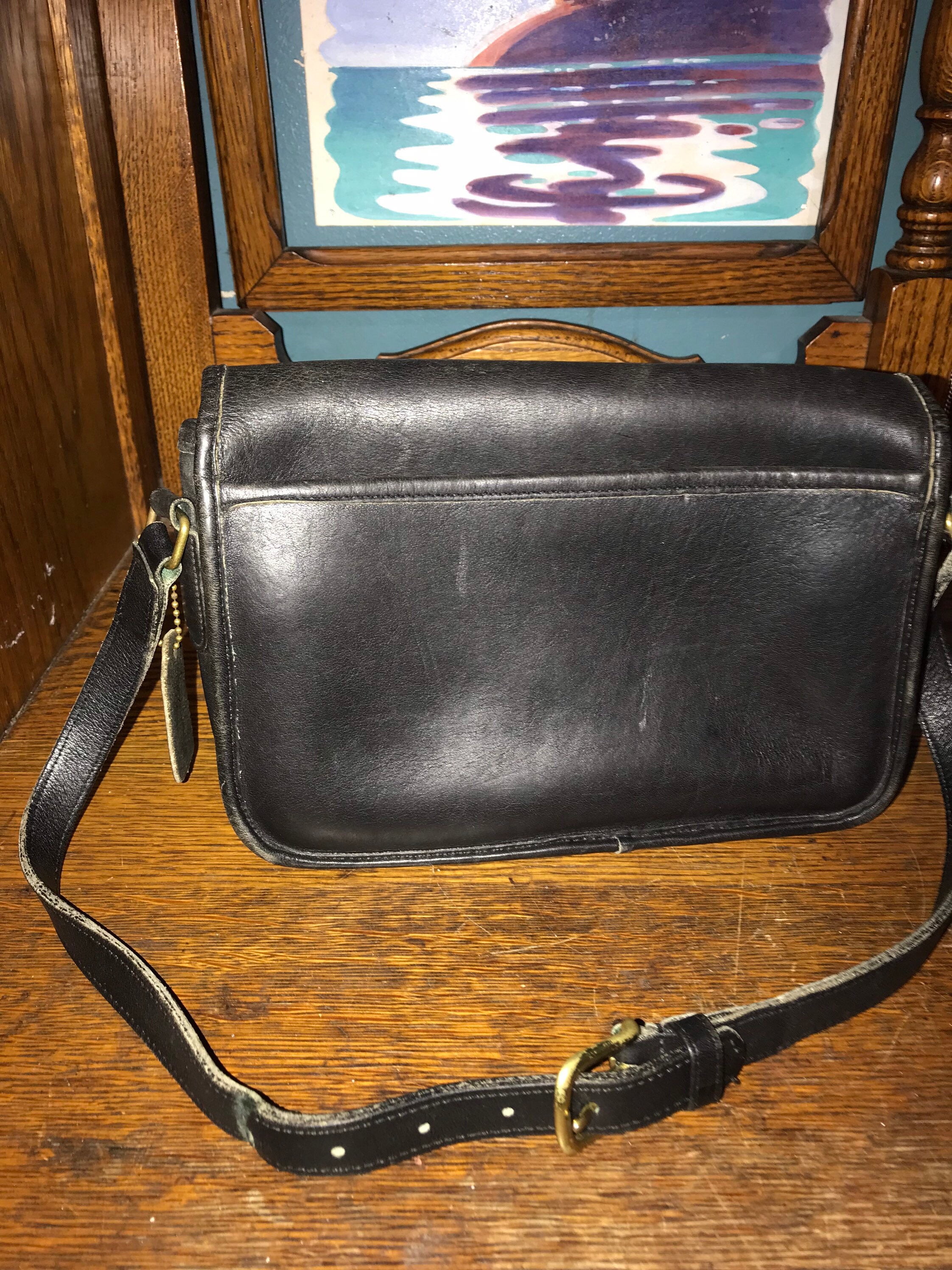 Classic Coach Purse. Vintage Black Classic Coach Leather Purse. Classic Coach With Brass Turn
