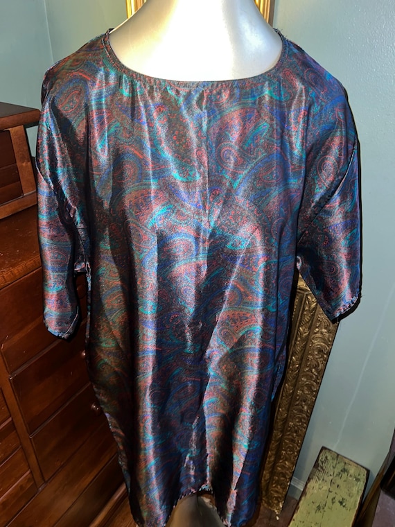 Vintage Short Black Paisley Nightie. Size Small