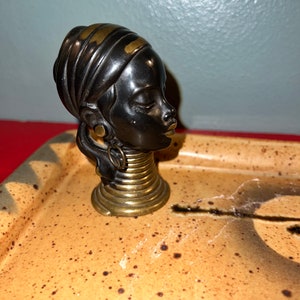 Vintage Richard Rohac Bronze African  Lady Head Statue, Vienna, Austria Artist