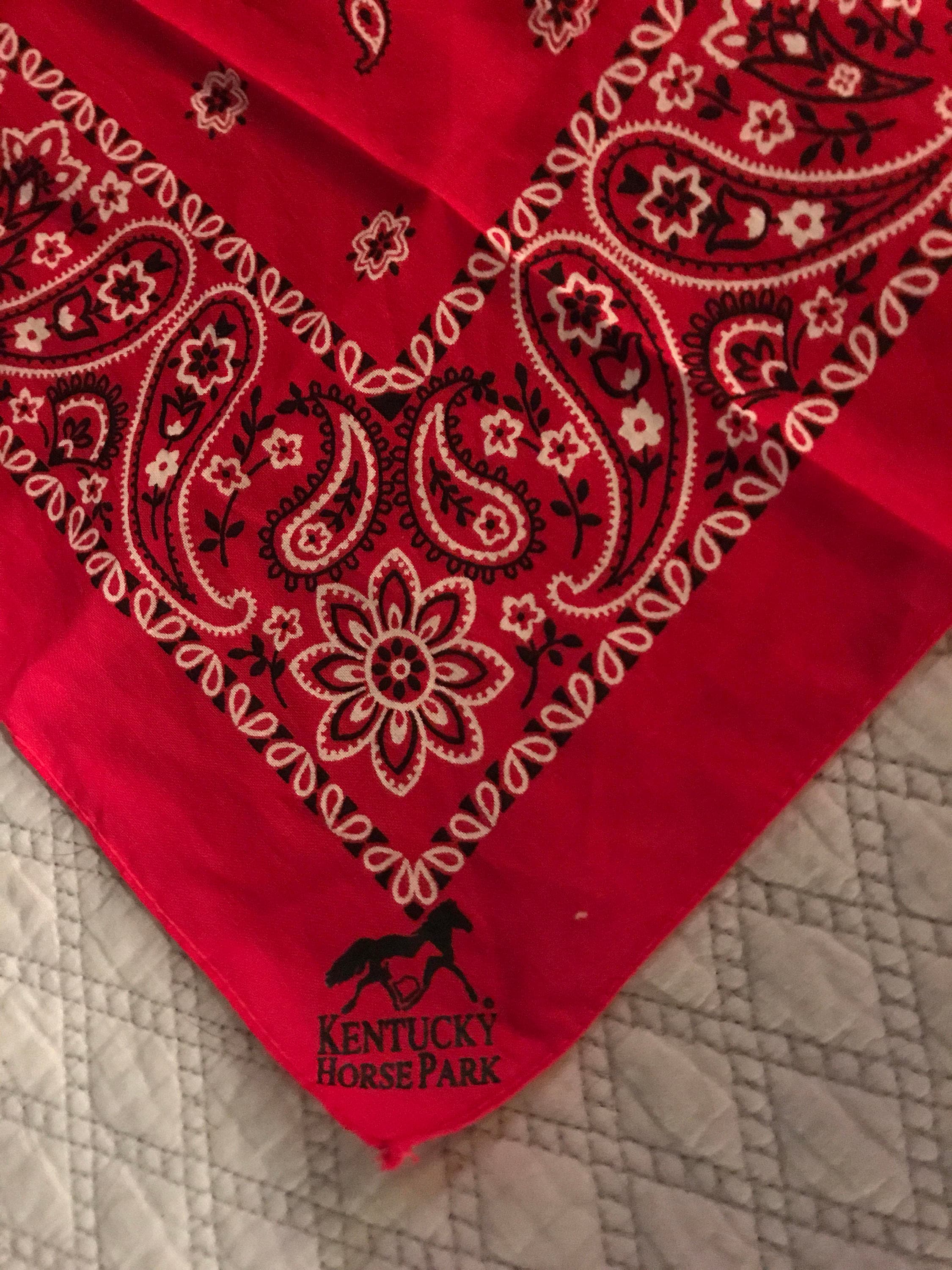 Vintage Red Bandana. Kentucky Red Bandana. Vintage Fast Color Bandana
