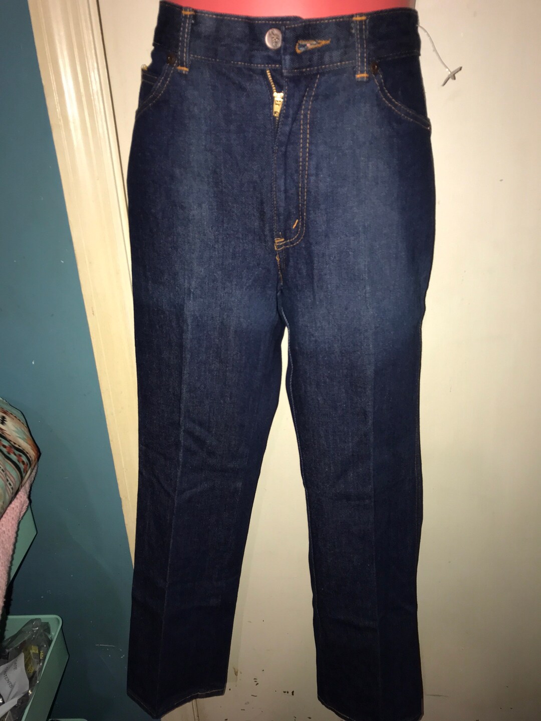 80s Chic Jeans Medium Wash High Waisted Jeans Straight Blue Jeans