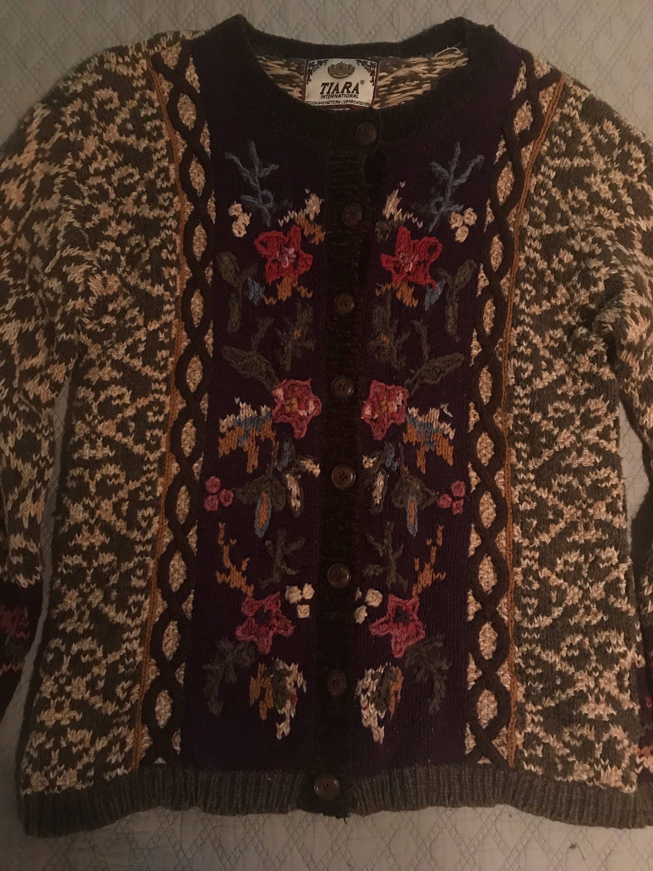 Vintage Sweater. Tiara International Sweater. Vintage Flower Sweater