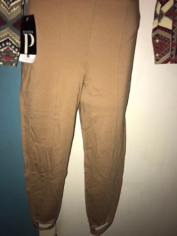 Vintage Petite Stirrup Pants. Womens Brown Legging