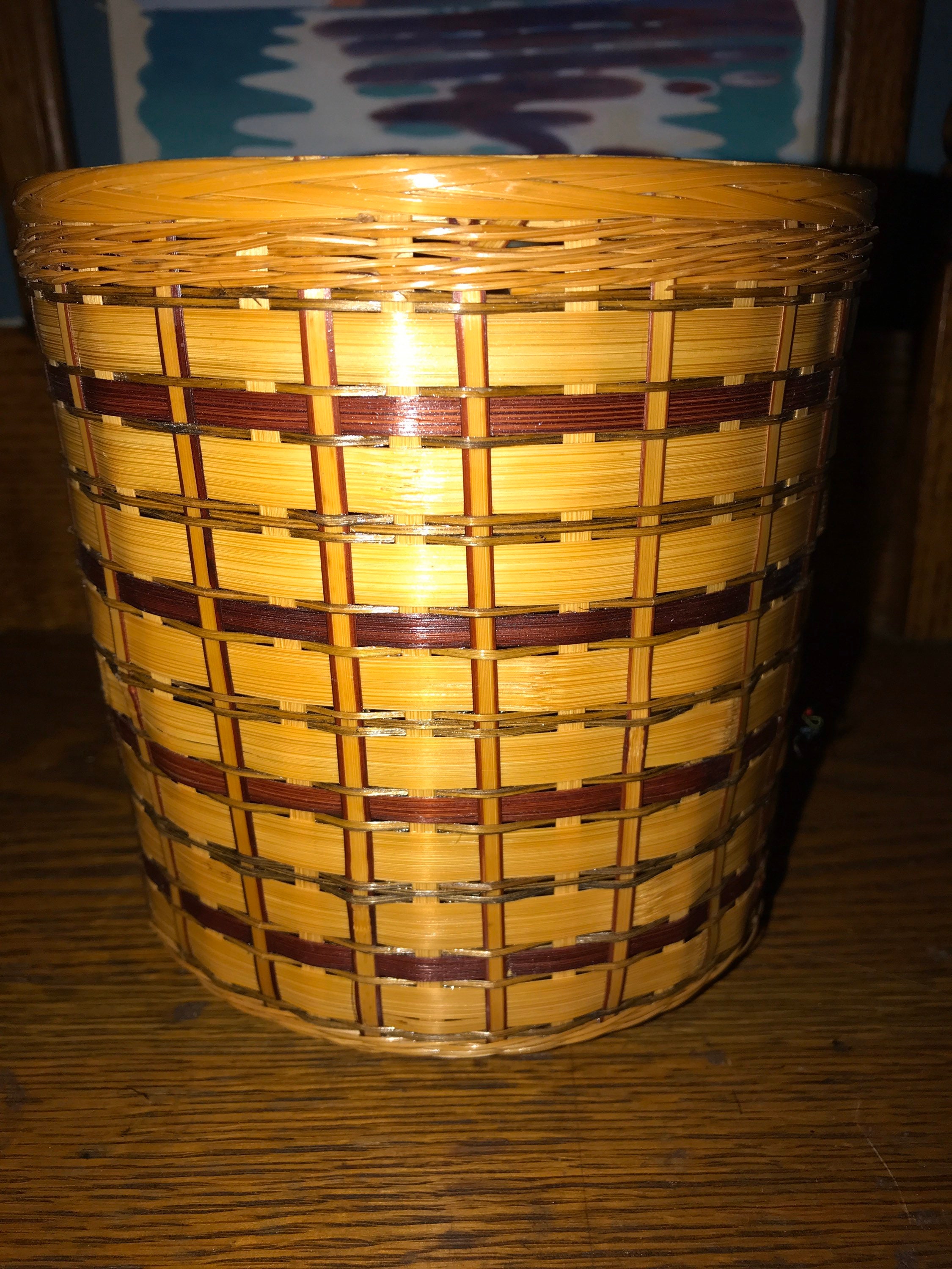 Vintage Small Woven Basket. Tabletop Open Basket. Woven Basket. Small