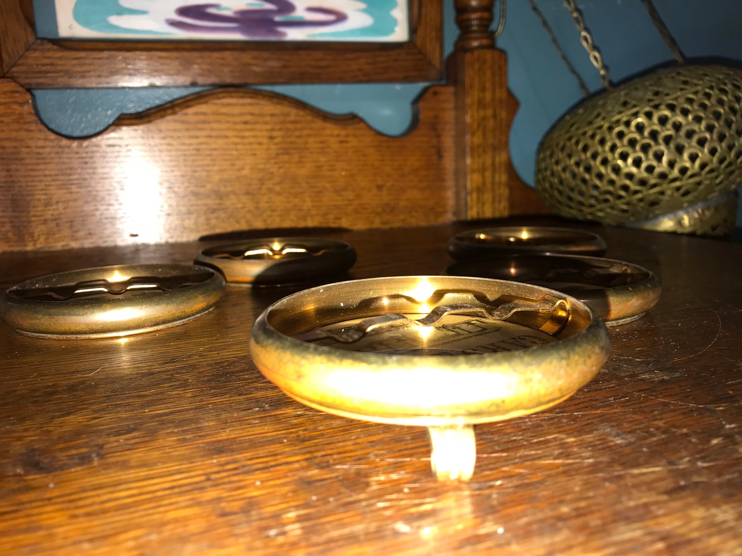 Vintage Brass Stacking Ashtrays. Vintage Brass Ashtrays For Guests. Set