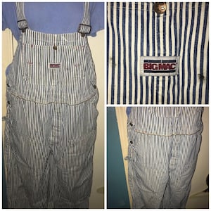 Vintage Big Mac Striped Overalls. Hickory Stripe Distressed Overalls. Big Mac Work Wear Overalls. Wear These To The Next Music Festival image 1