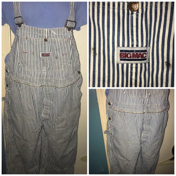 Vintage Big Mac Striped Overalls. Hickory Stripe … - image 1