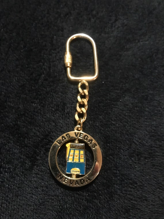 Vintage Las Vegas Keychain. 1990’s Gold Vegas Keyc