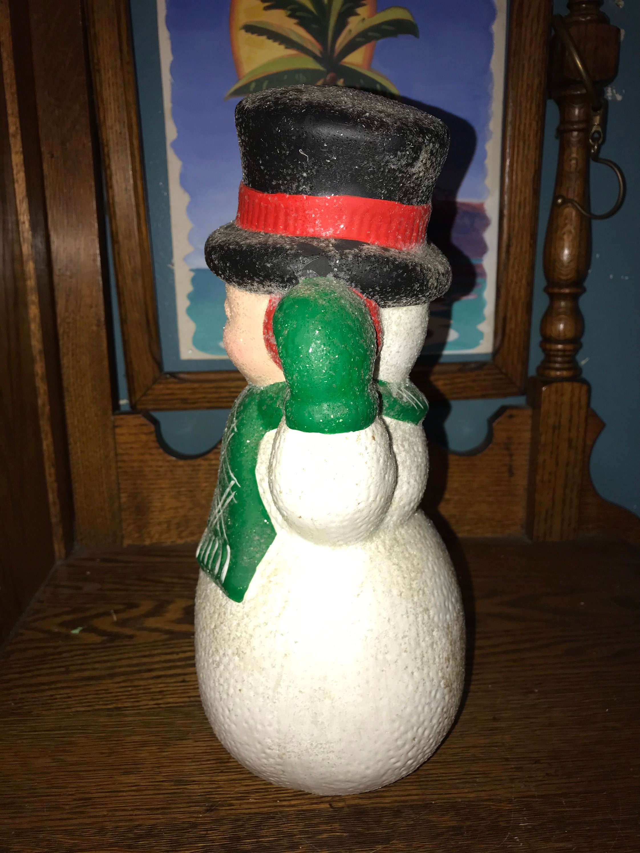 Vintage Ceramic Christmas Snowman. Baby Face Snowman Ceramic Figure