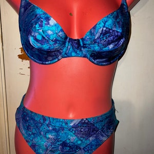 Vintage 1990’s Blue Bikini Swimsuit, Size 12