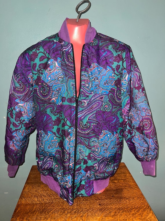 Vintage 80’s Purple and Green Jacket, Size Medium