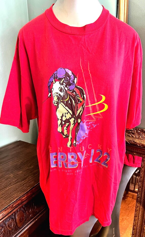 Vintage Red 1996 Kentucky Derby T-shirt.