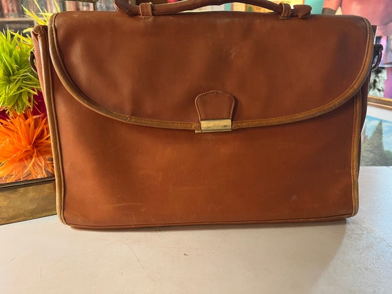 Vintage Brooks Brothers Leather Satchel. Tan Leather Bag. Brooks Brothers Top Handle Briefcase Bag.