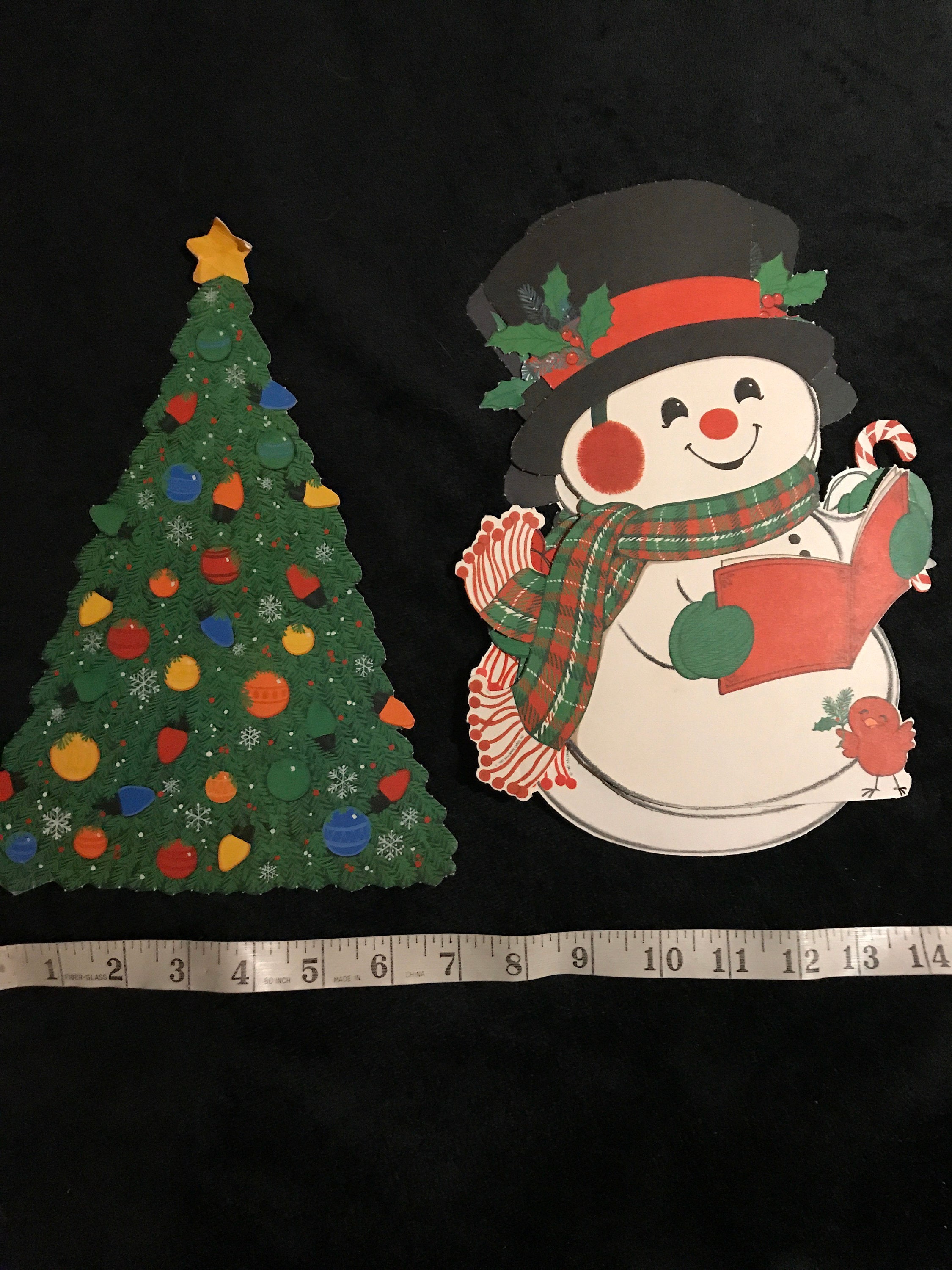 Vintage Christmas Decorations. Cardboard Cut Out Christmas Decor. 1980s