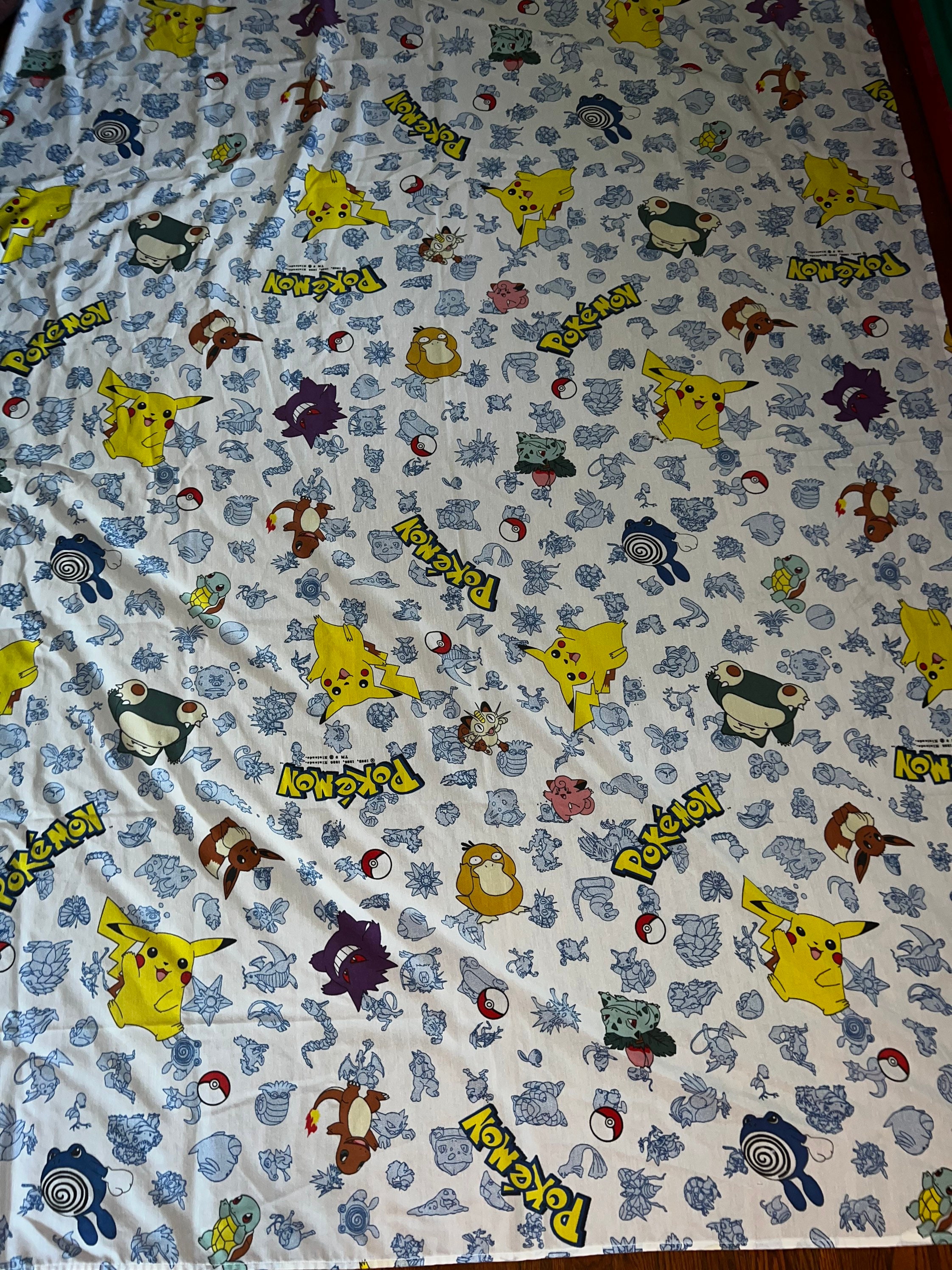 Vintage 1990’s Pokémon Flat Sheet. Pokémon Flat Bedsheet. Pokemon Twin