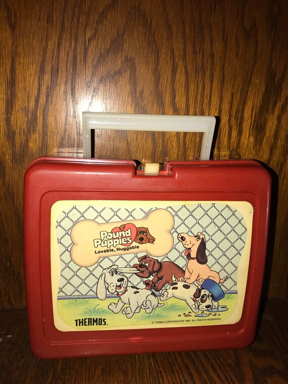 Vintage Pound Puppy Lunchbox. 1986 Pound Puppy Lunch Box. Pound Puppies Red Lunch Box. No Thermos