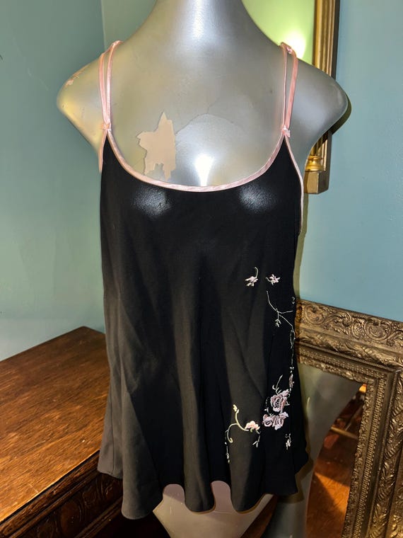 Vintage Black and Pink Oscar de la Renta Camisole, Size Large