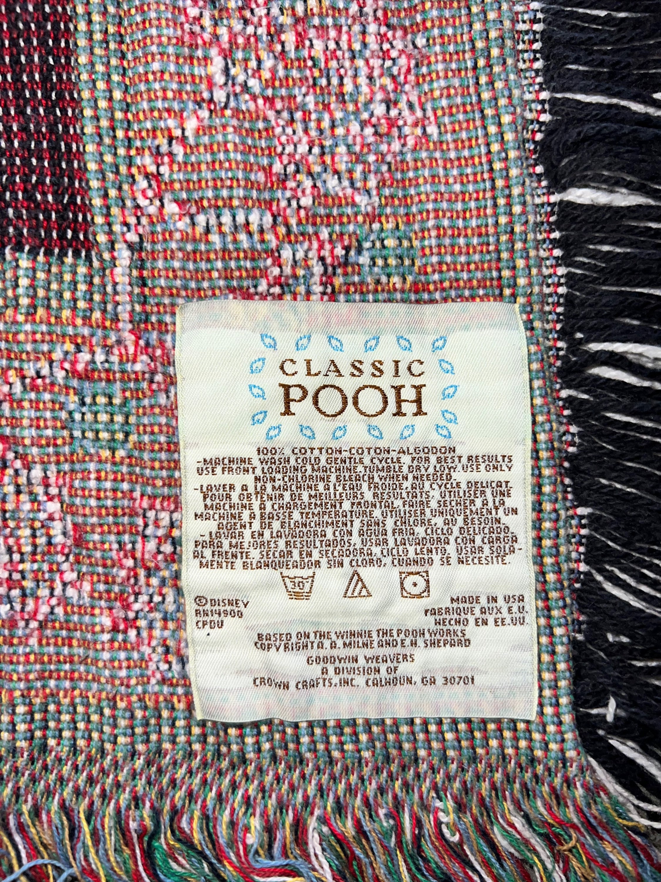 Vintage 1990 s Winnie The Pooh Christmas Tapestry Throw Blanket. Disney Pooh Bear Blanket. Tapestry Throw. Disney Throw Lap Blanket