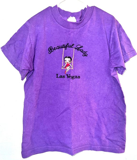 Vintage 90’s Kids Purple Betty Boop, Las Vegas T-shirt, Size Large