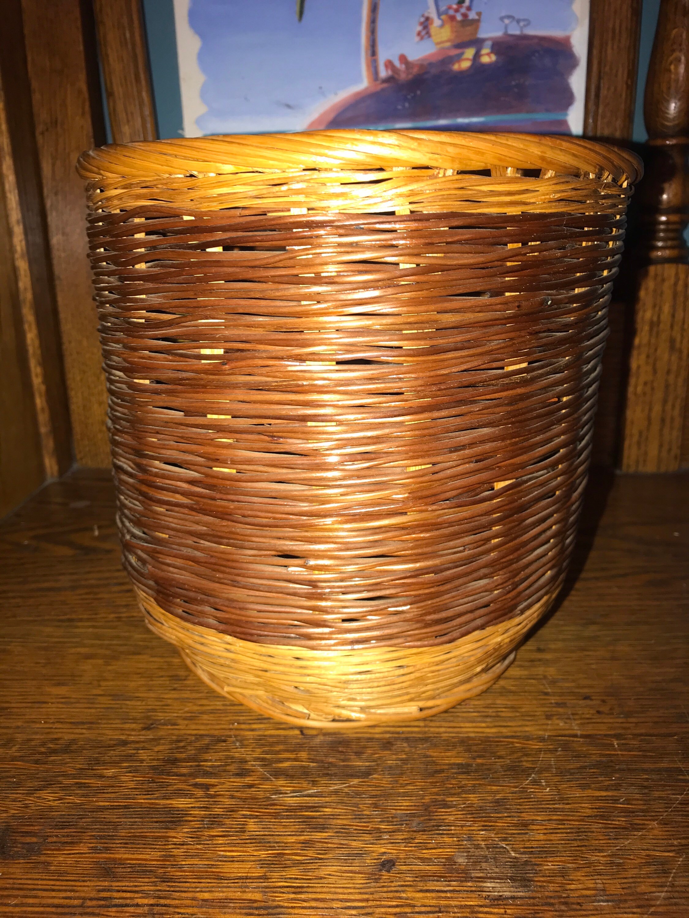 Vintage Woven Basket. Tabletop Open Basket. Woven Basket. Medium Size