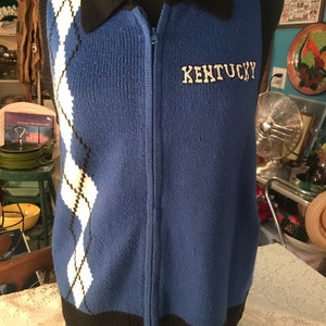 Vintage Kentucky Wildcat Sweater Vest. Kentucky Wildcats Ugly Sweater. UK Sweater Vest. University of Kentucky Sweater. Size Small image 1