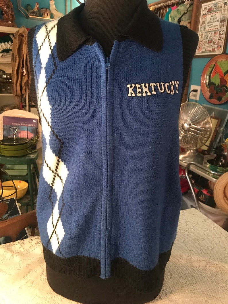 Vintage Kentucky Wildcat Sweater Vest. Kentucky Wildcats Ugly Sweater. UK Sweater Vest. University of Kentucky Sweater. Size Small image 1