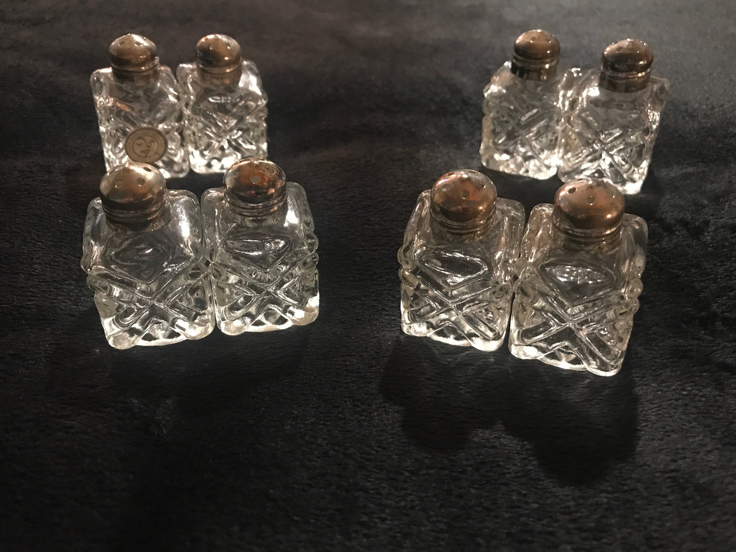 Vintage Silver Plated Salt and Pepper Shakers. Set of Eight. Four Pairs