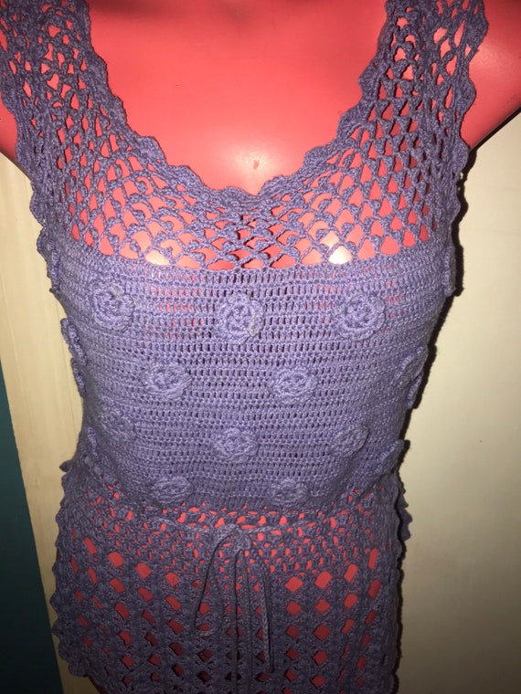 Vintage Purple Crochet Shirt. 90's Purple Crochet… - image 2