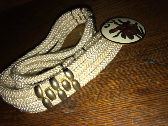 Vintage Cloisonné Belt Buckle Rope Belt. Cloisonn… - image 4