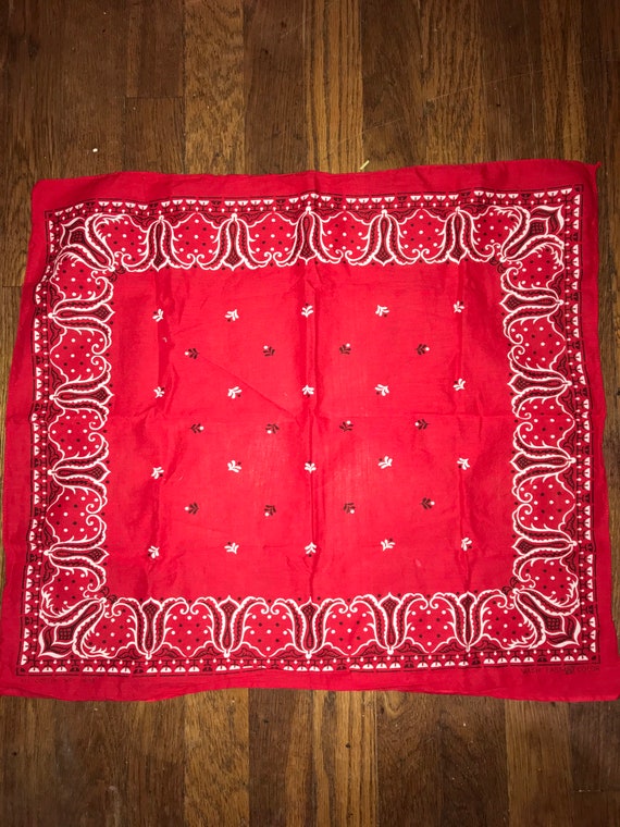 Vintage Red Bandana. Red Bandana. Vintage Tiger Brand Bandana. Red Bandana. Selvedge. Made in the USA.