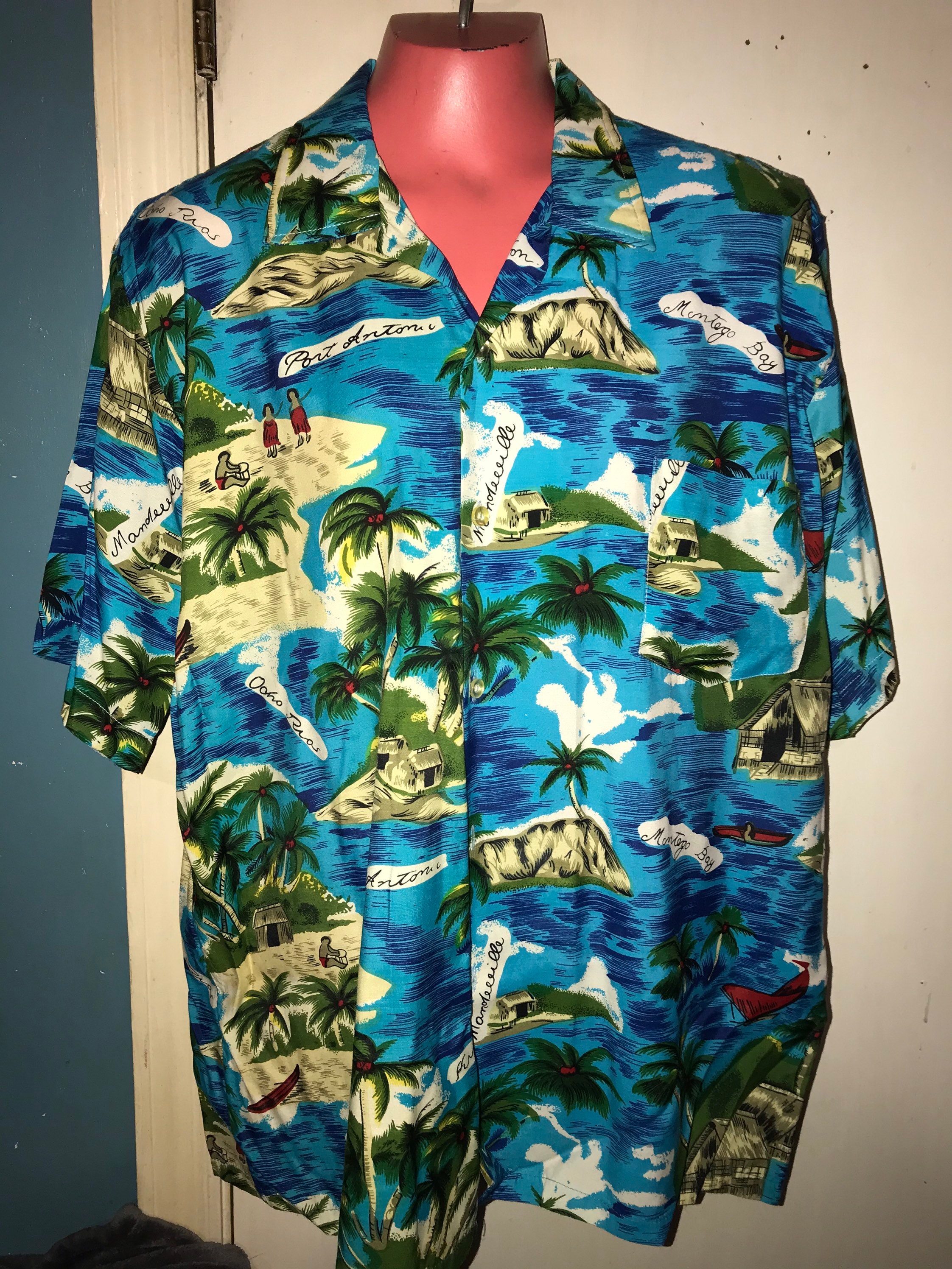 Vintage Jamaica Hawaiian Shirt. Men's National Sport Shirt by Manhattan ...