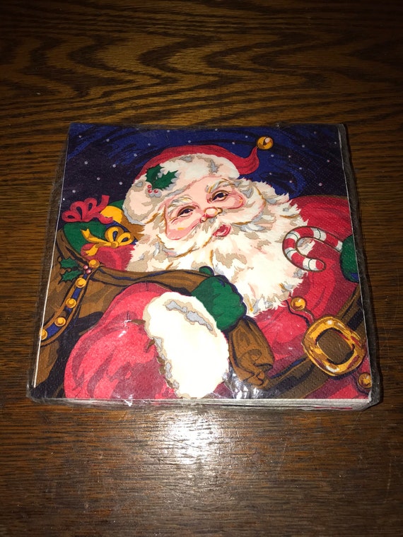 Vintage Paper Christmas Napkins. Vintage Christmas Napkins. Santa Claus Christmas Napkins. Santa Napkins. Christmas Table Decor