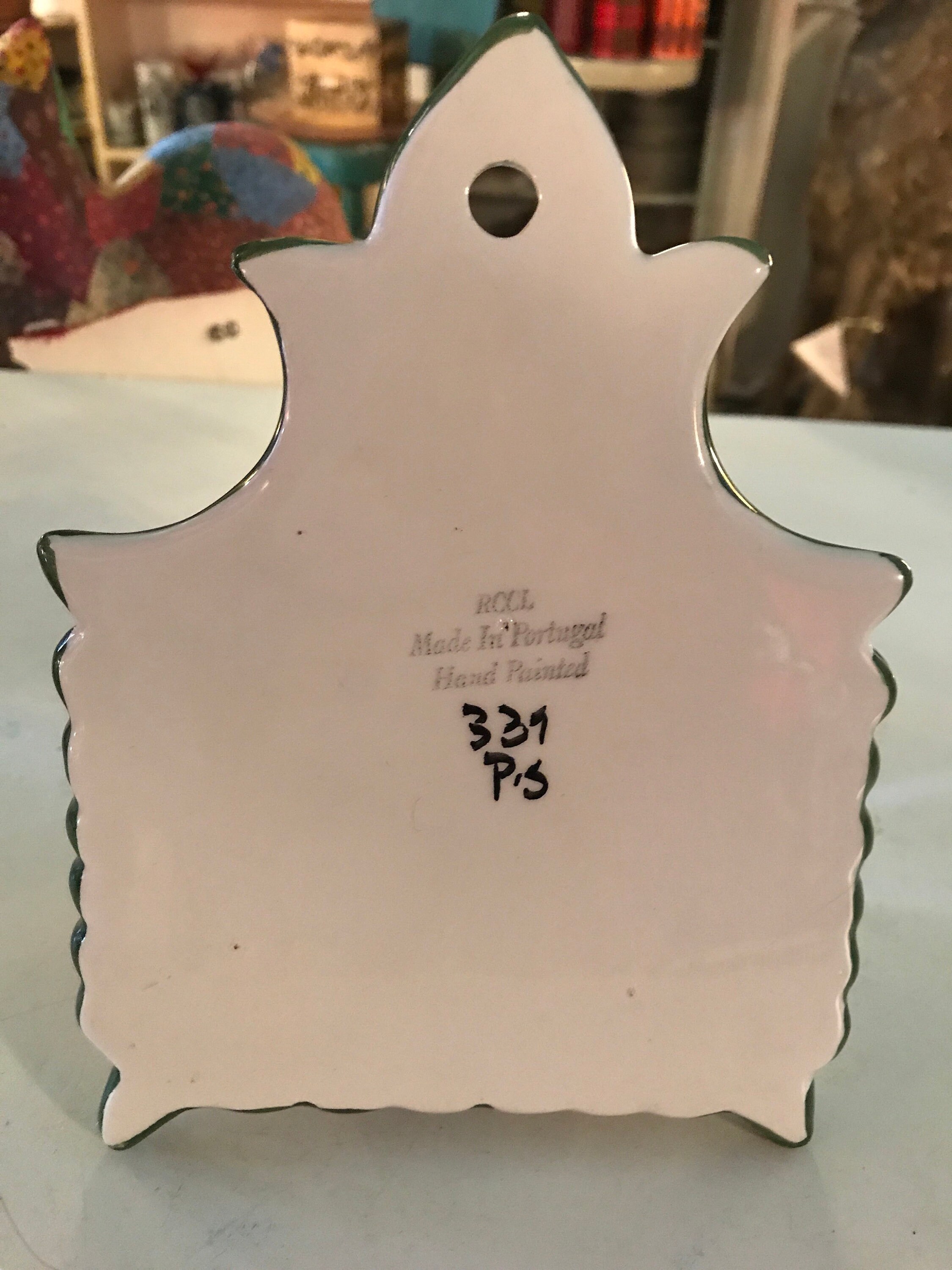 Vintage Ceramic Soap Dish Wall Hanging. Hand Painted in Portugal. Soap