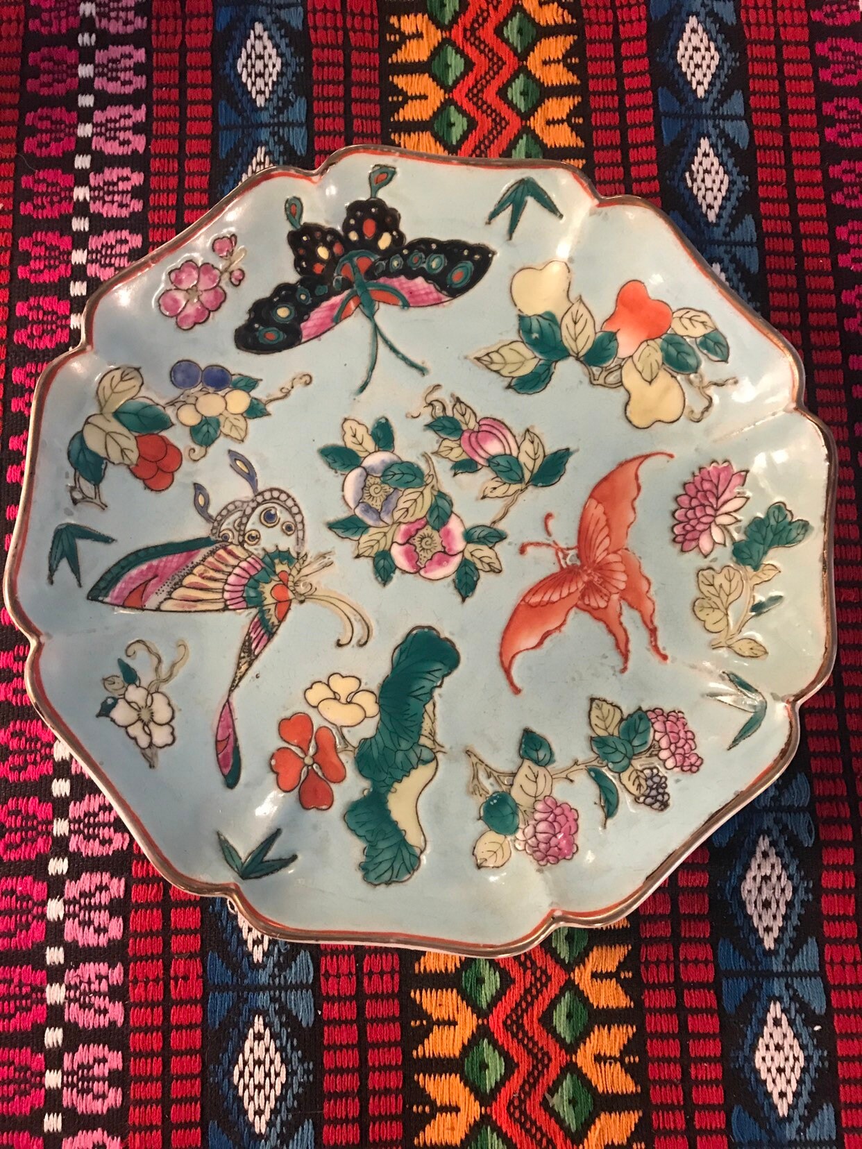 Vintage Chinese Porcelin Plate. Chinese Bowl. Butterfly Plate. Porcelin
