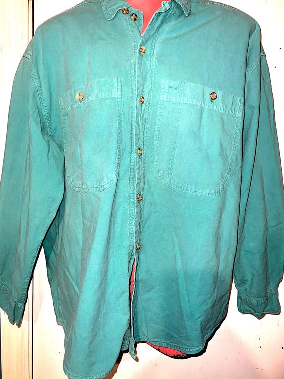 Vintage 80's Chicos Designs Comfy Green Button Down Shirt, Size Large
